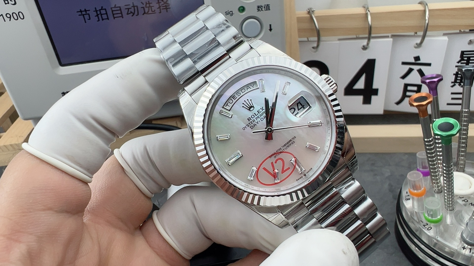 VS/롤렉스 데이데이트 40mm 바케트 인덱스 V2